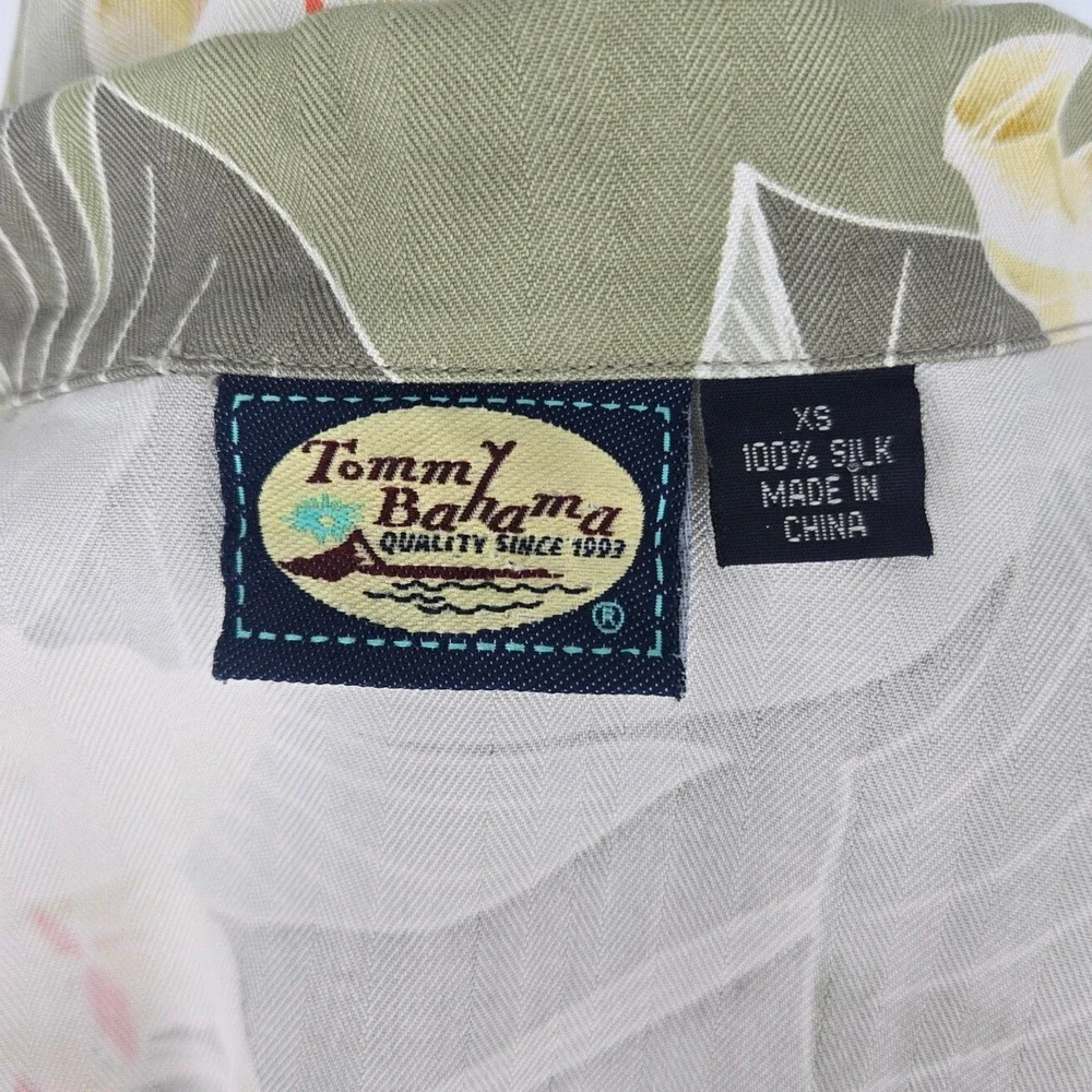 Tommy Bahama Dress Womens XS Silk Beige Floral Button Up Hawaiian Maxi Vintage